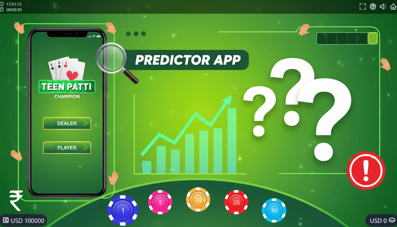 A mobile interface showing attempts to use a predictor app with Teen Patti Gold