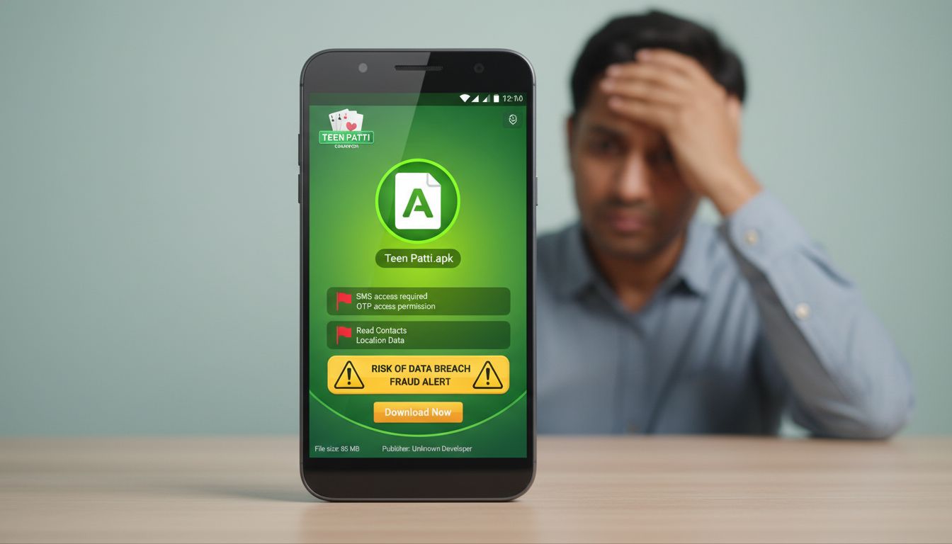 An APK installer requesting SMS and OTP permissions, flagged as risky